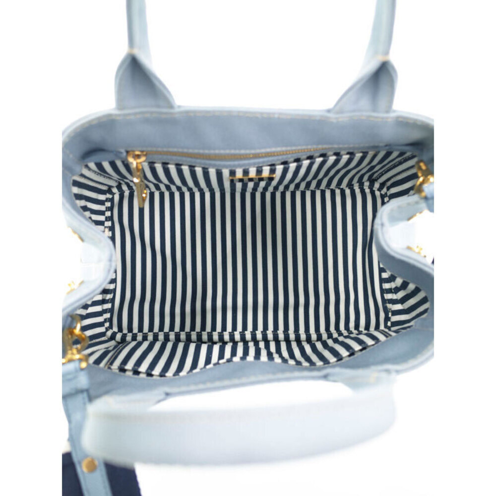 Prada Canapa Tote Denim canvas handbag top handles 2way Blue - Picture 3 of 9